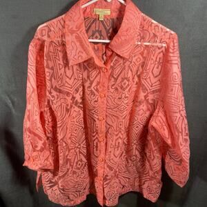 choices women linen top 2x burnout aztec boho lagenlook romantic pink feminine